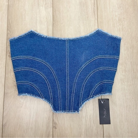 H:ours London Corset Top in Dark Blue Size M - Picture 3 of 9